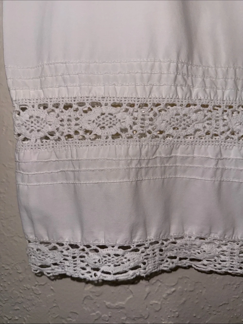 Vtg Ralph Lauren Home/Lake Floral King Pillow Cases Set Ivory Crochet Lace Hem